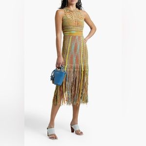 M MISSONI
Fringed crochet-knit cotton-blend midi dress size 44